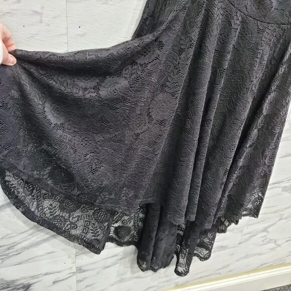 MllesReve Cocktail Party Dress Women Size XL Black Vintage Floral Lace Hi Low - Picture 4 of 11